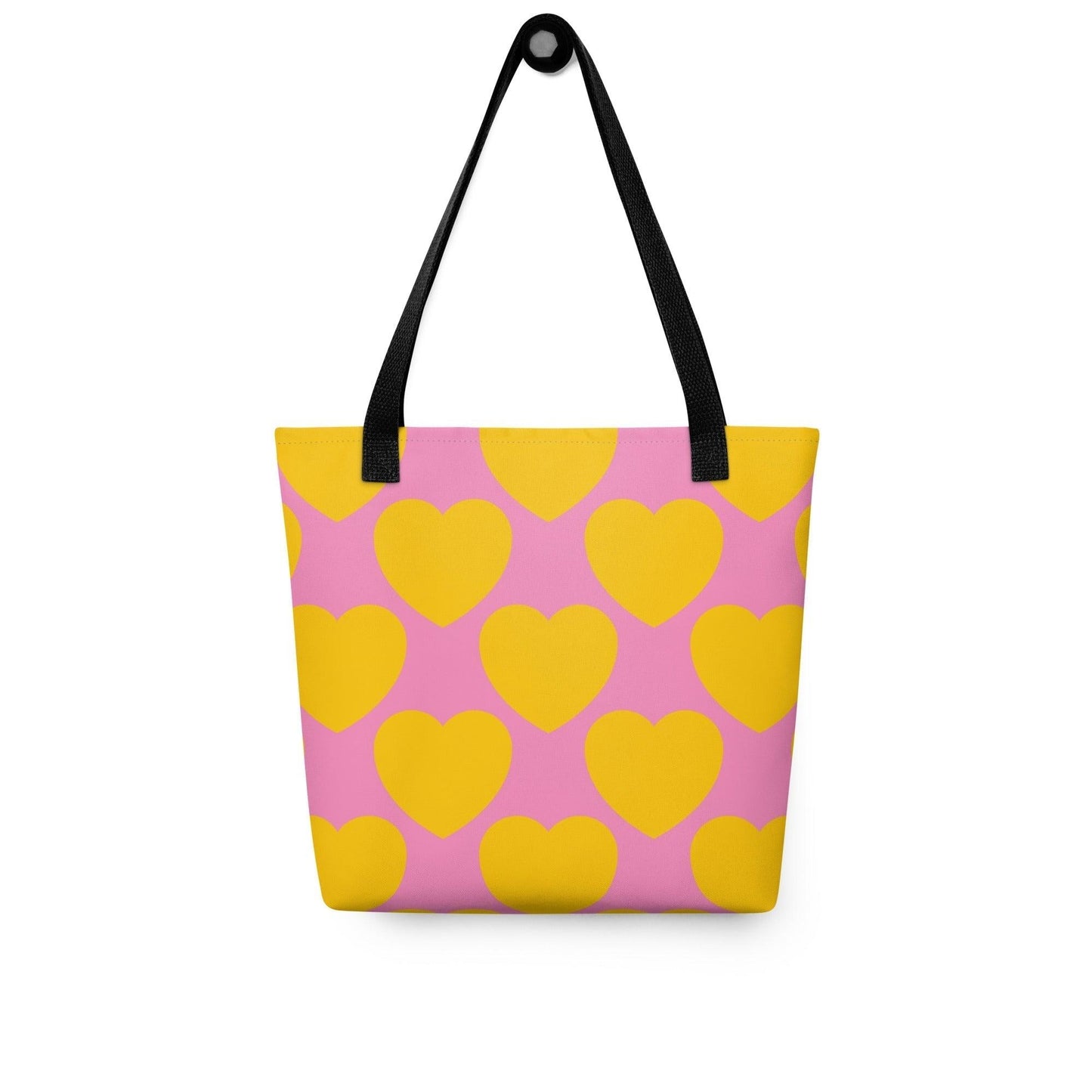Tote bag - ELLIE LOVE yellow pink - Bold heart print Default Title