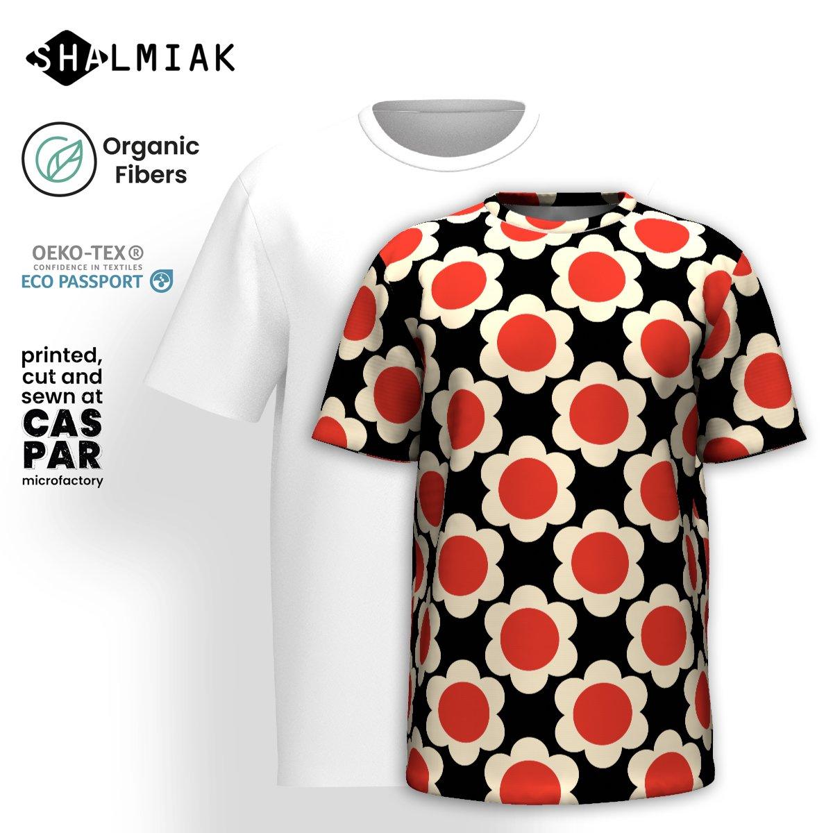 Organic cotton t-shirt - ELLIE red black - Classic floral print