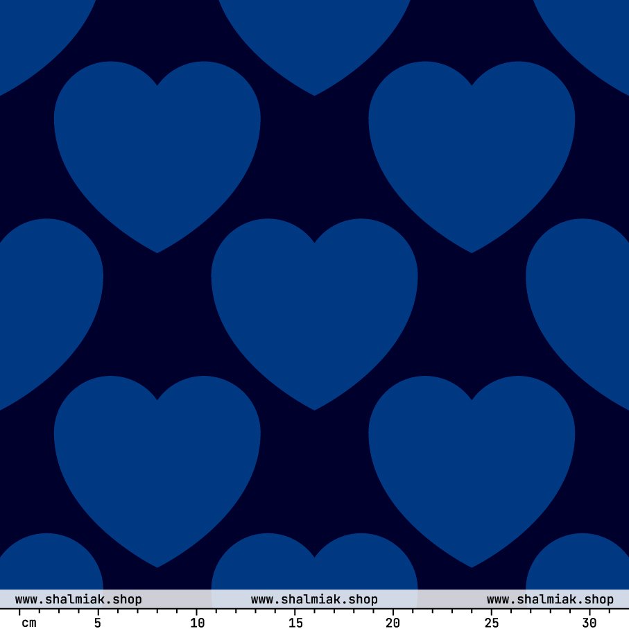 Fabric - ELLIE LOVE dark blue - Bold heart print