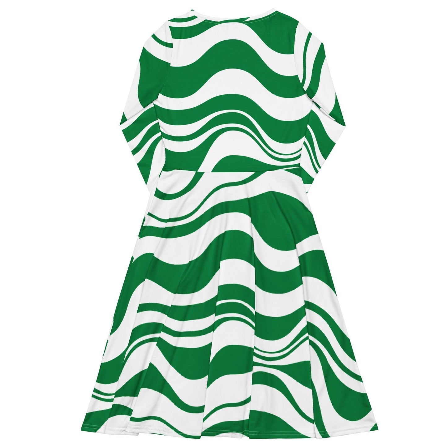 Midi dress - ENERGY WAVES green - Wavy stripe print