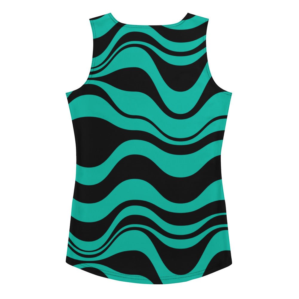 Tank top - ENERGY WAVES mint black - Wavy stripe print