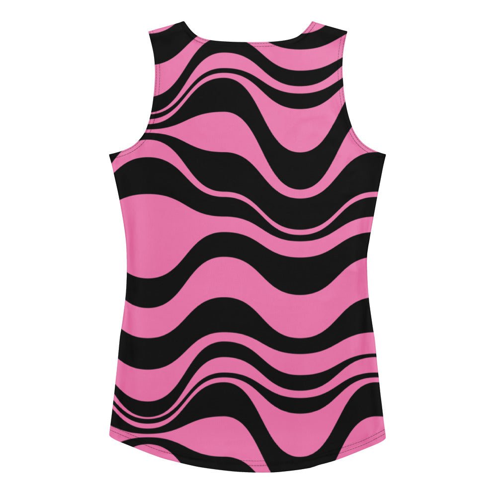 Tank top - ENERGY WAVES pink black - Wavy stripe print
