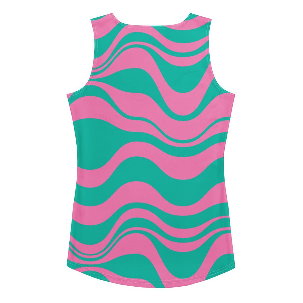 Tank top - ENERGY WAVES pink mint - Wavy stripe print