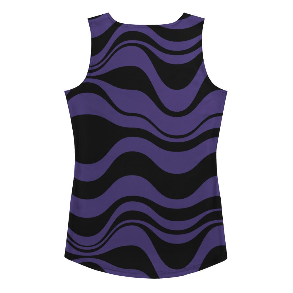 Tank top - ENERGY WAVES purple black - Wavy stripe print