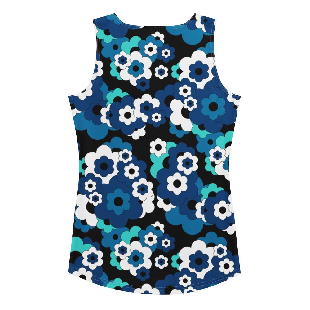 Tank top - ERICA blue - Retro floral print