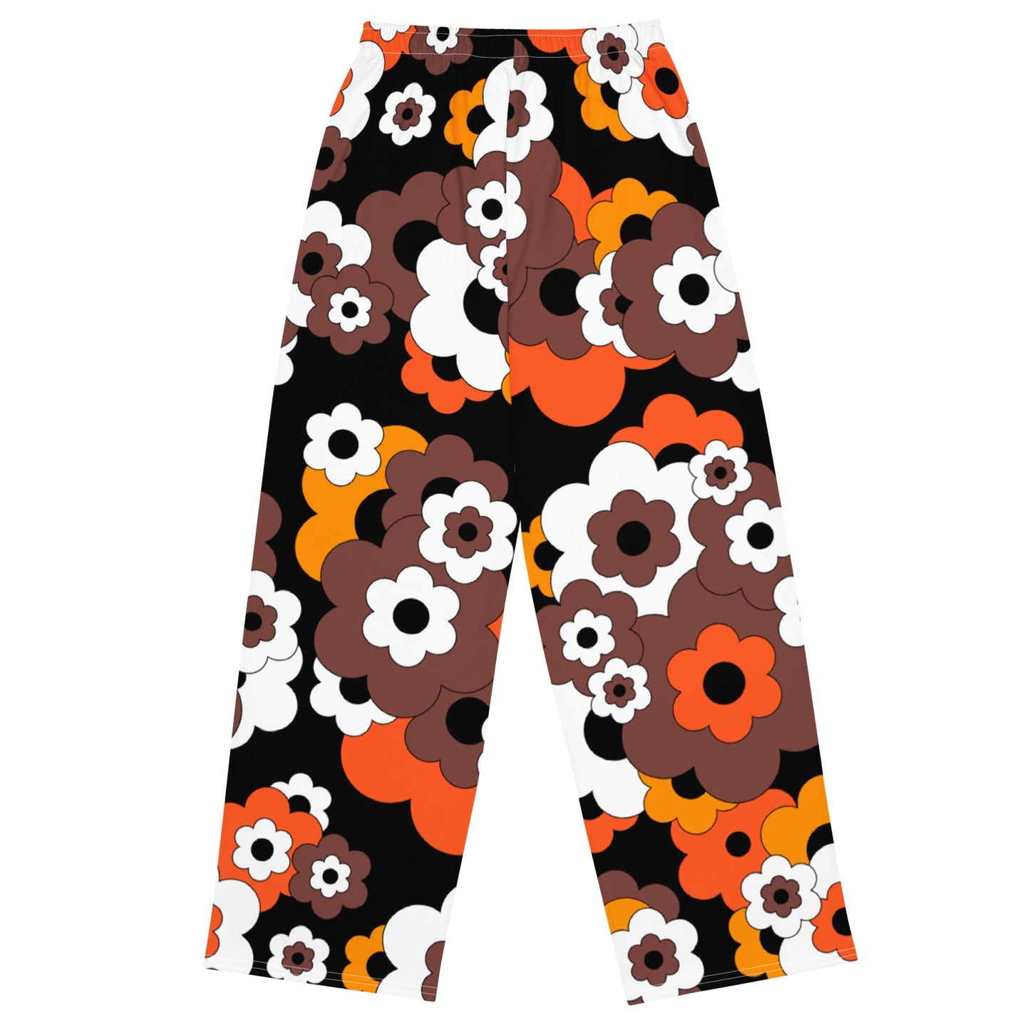Pants - ERICA orange brown - Retro floral print