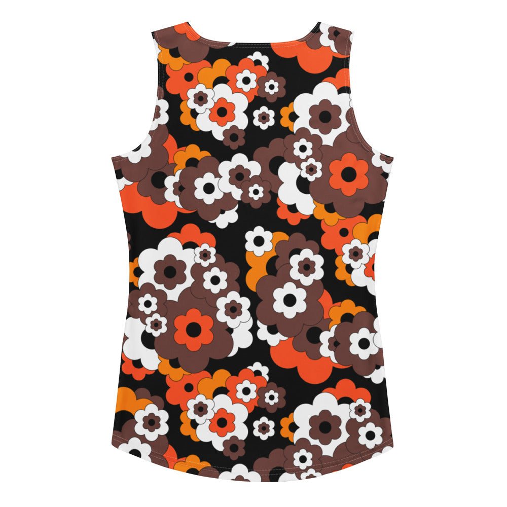 Tank top - ERICA orange brown - Retro floral print