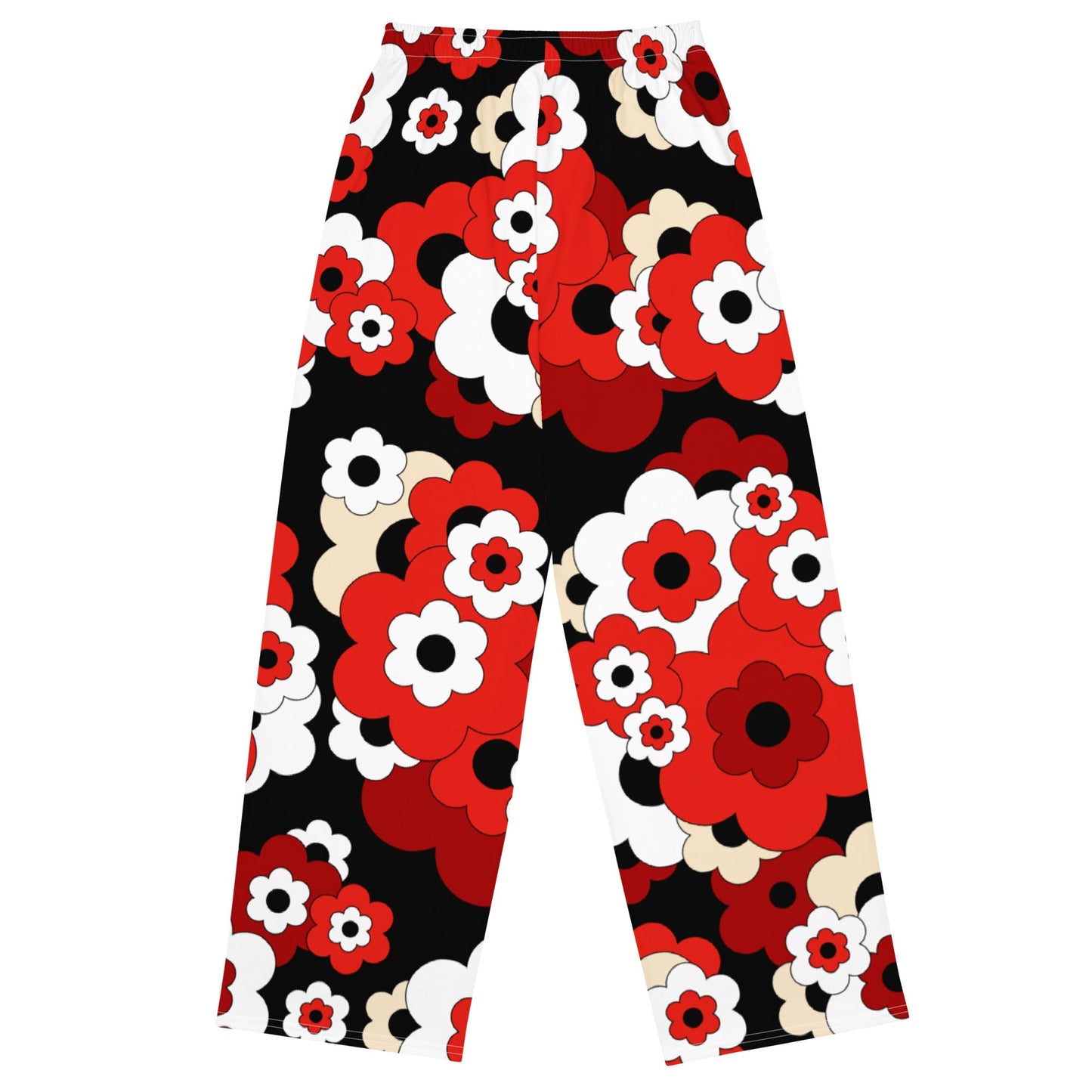 Pants - ERICA red - Retro floral print