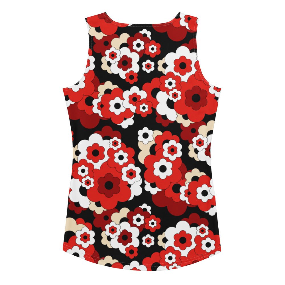 Tank top - ERICA red - Retro floral print