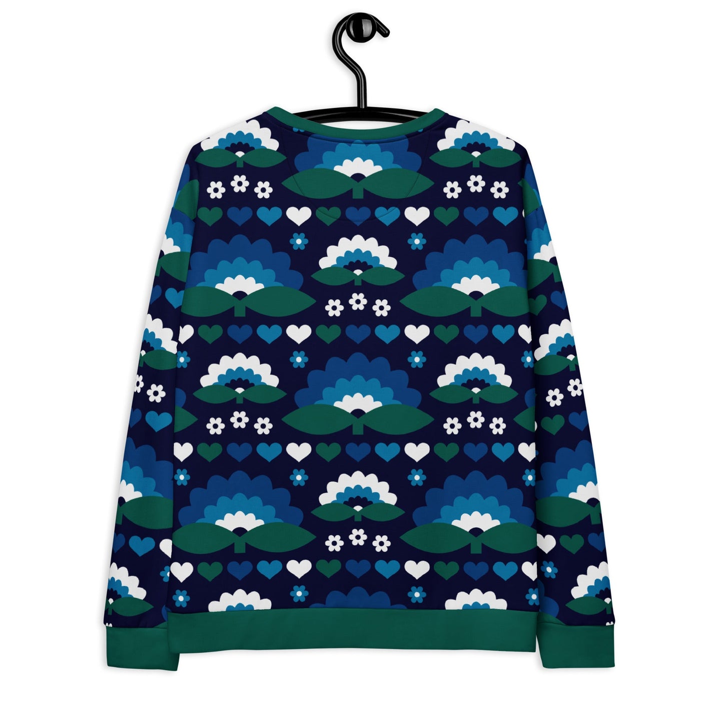 Sweatshirt - FALL IN LOVE magic blue - Elegant flower and heart print