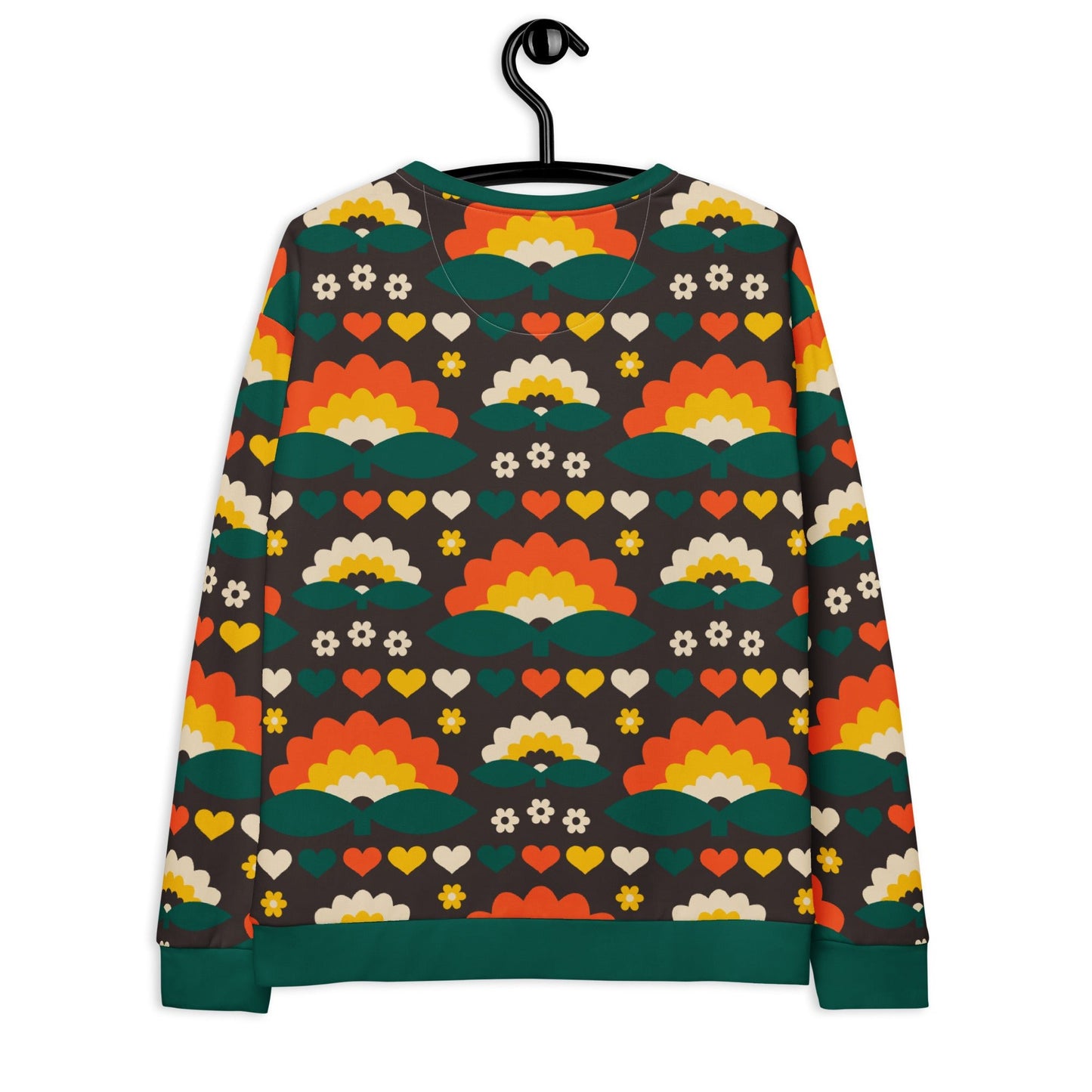 Sweatshirt - FALL IN LOVE orange brown - Elegant flower and heart print