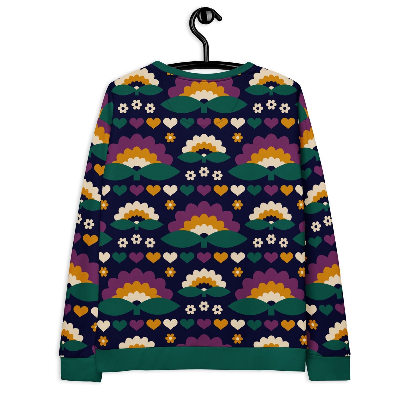 Sweatshirt - FALL IN LOVE purple - Elegant flower and heart print