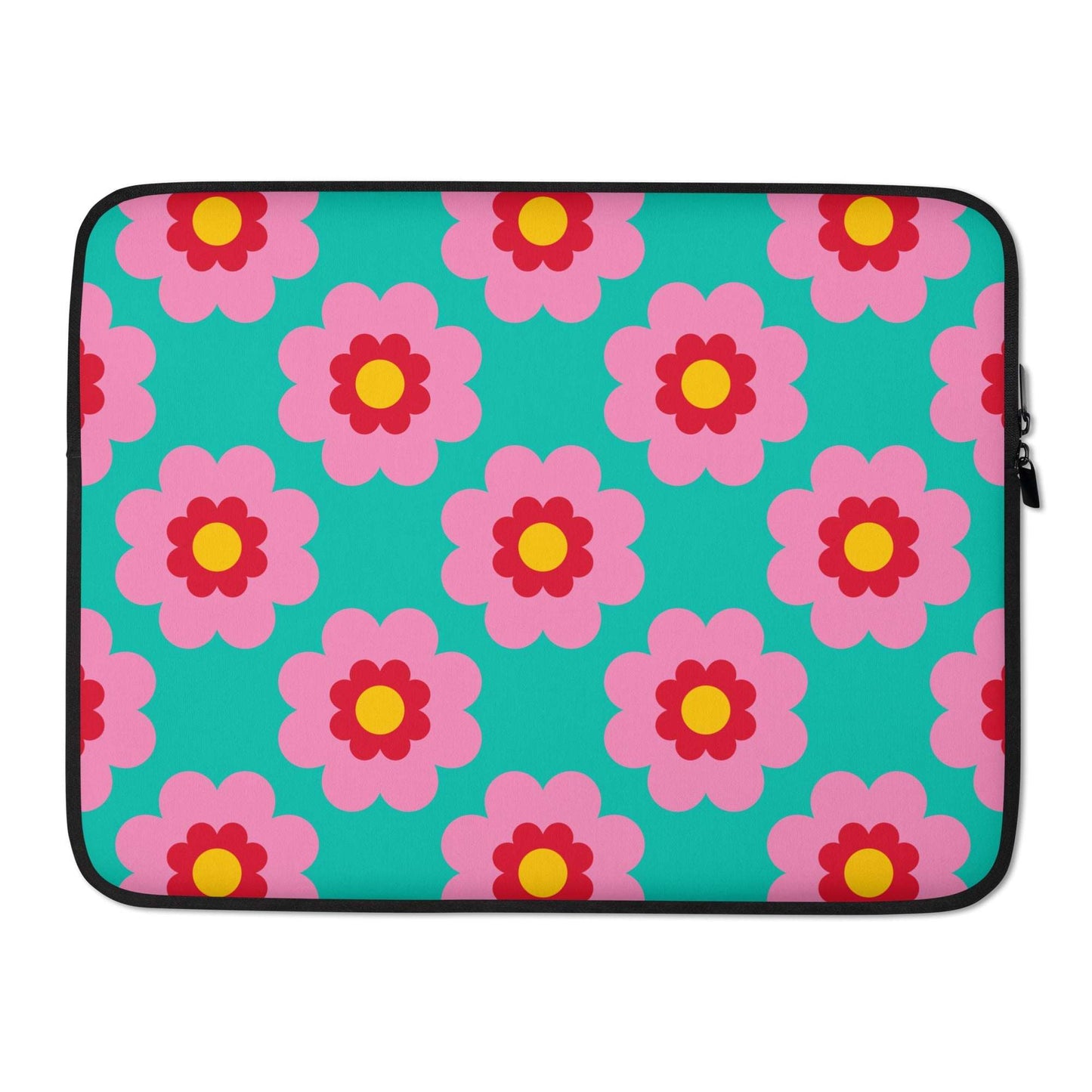 Laptop sleeve - FANCY BLOOM pink mint - Pretty floral print 15″