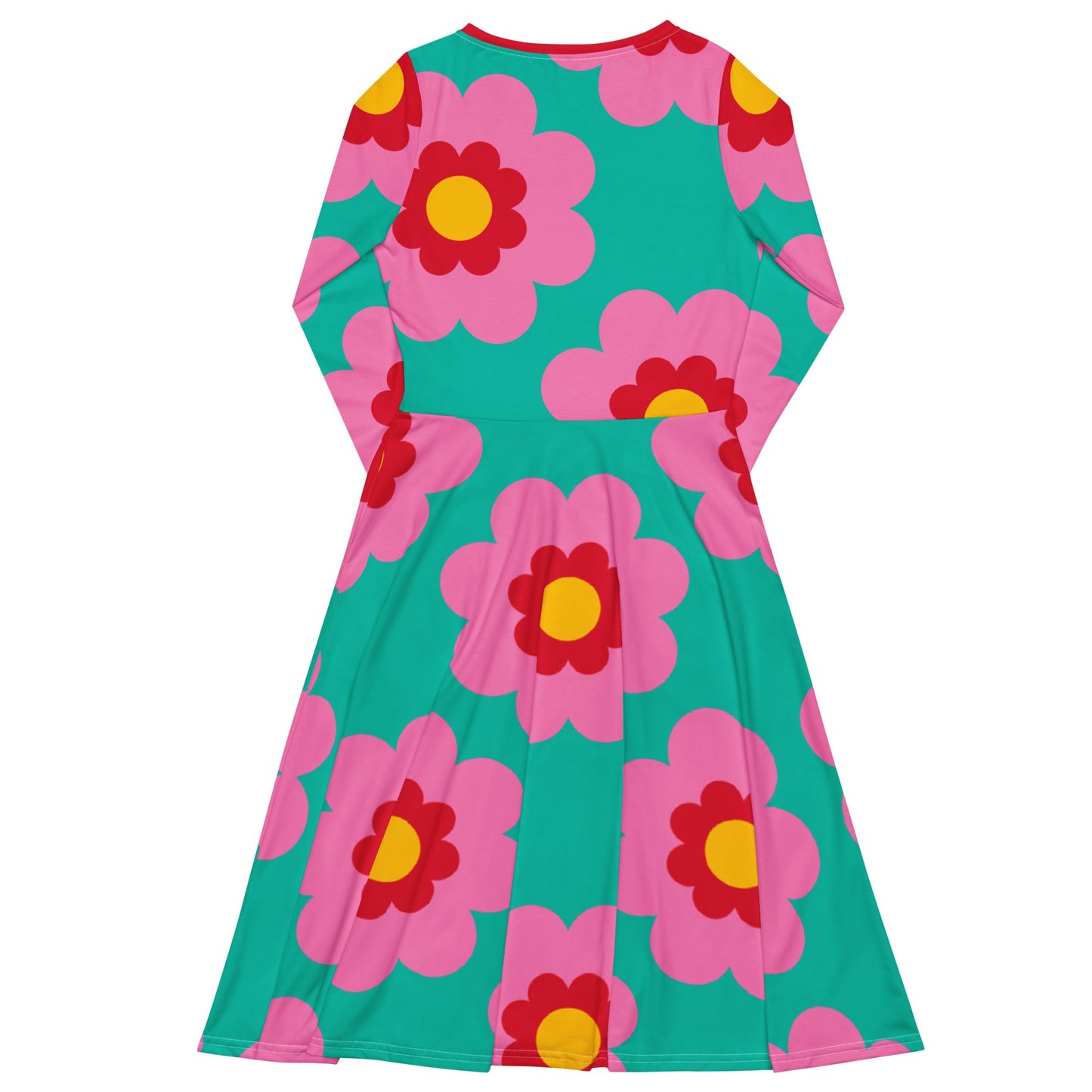 Midi dress - FANCY BLOOM pink mint - Pretty floral print