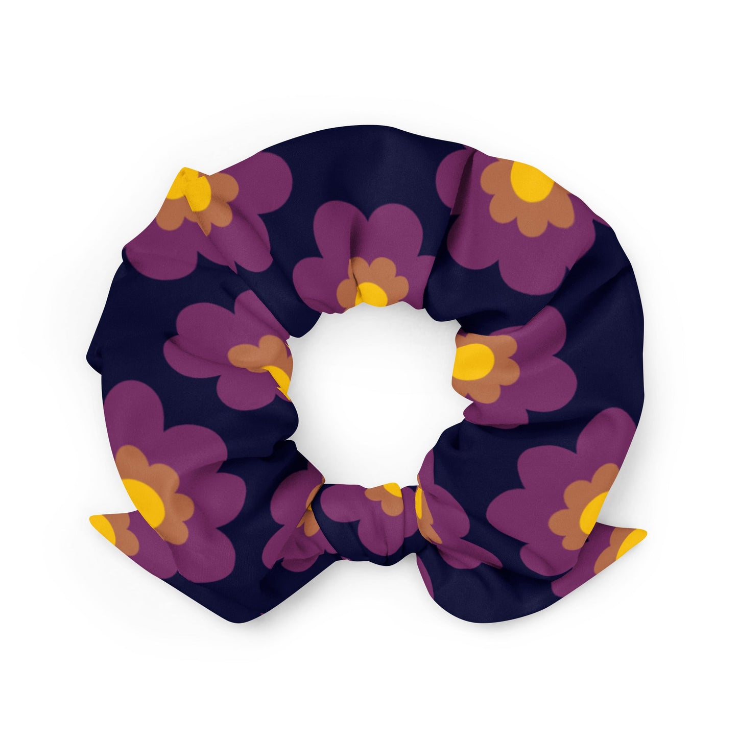 Scrunchie - FANCY BLOOM plum - Pretty floral print