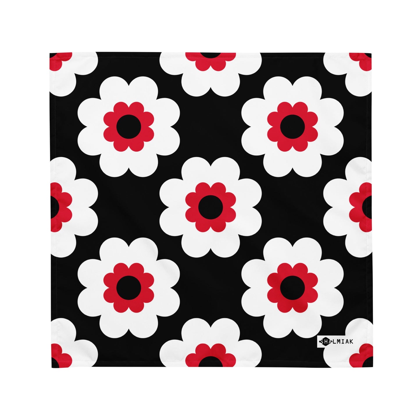 Bandana - FANCY BLOOM red black - Pretty floral print M