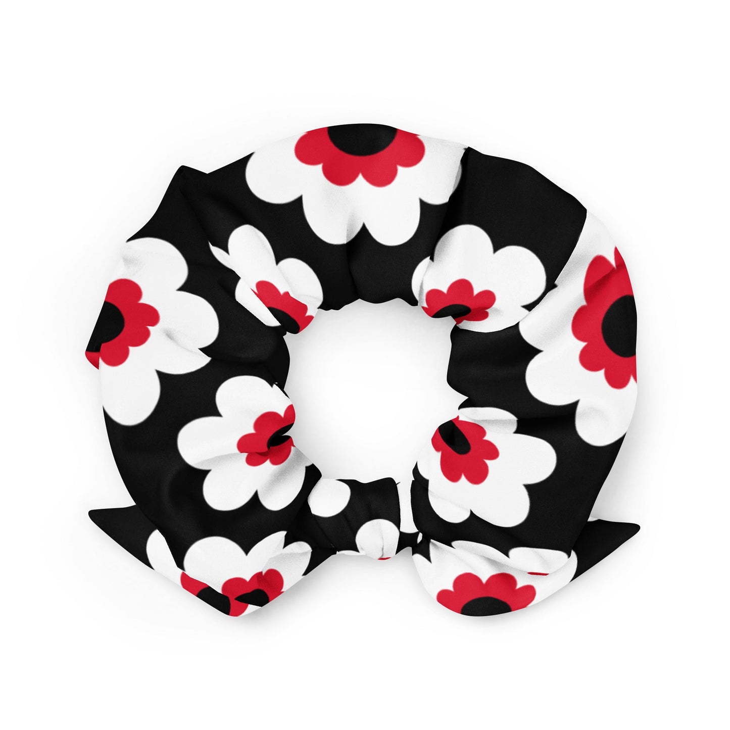 Scrunchie - FANCY BLOOM red black - Pretty floral print