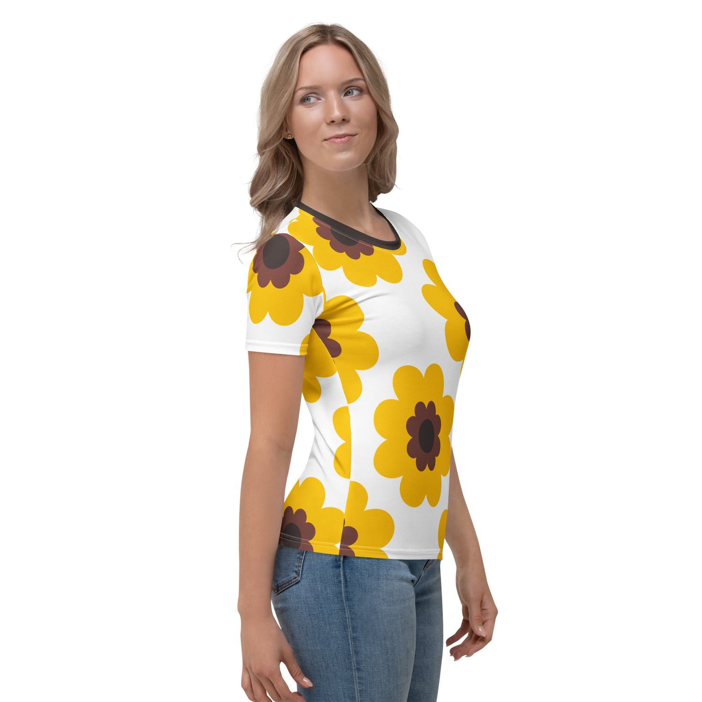 Woman's t-shirt - FANCY BLOOM yellow - Pretty floral print