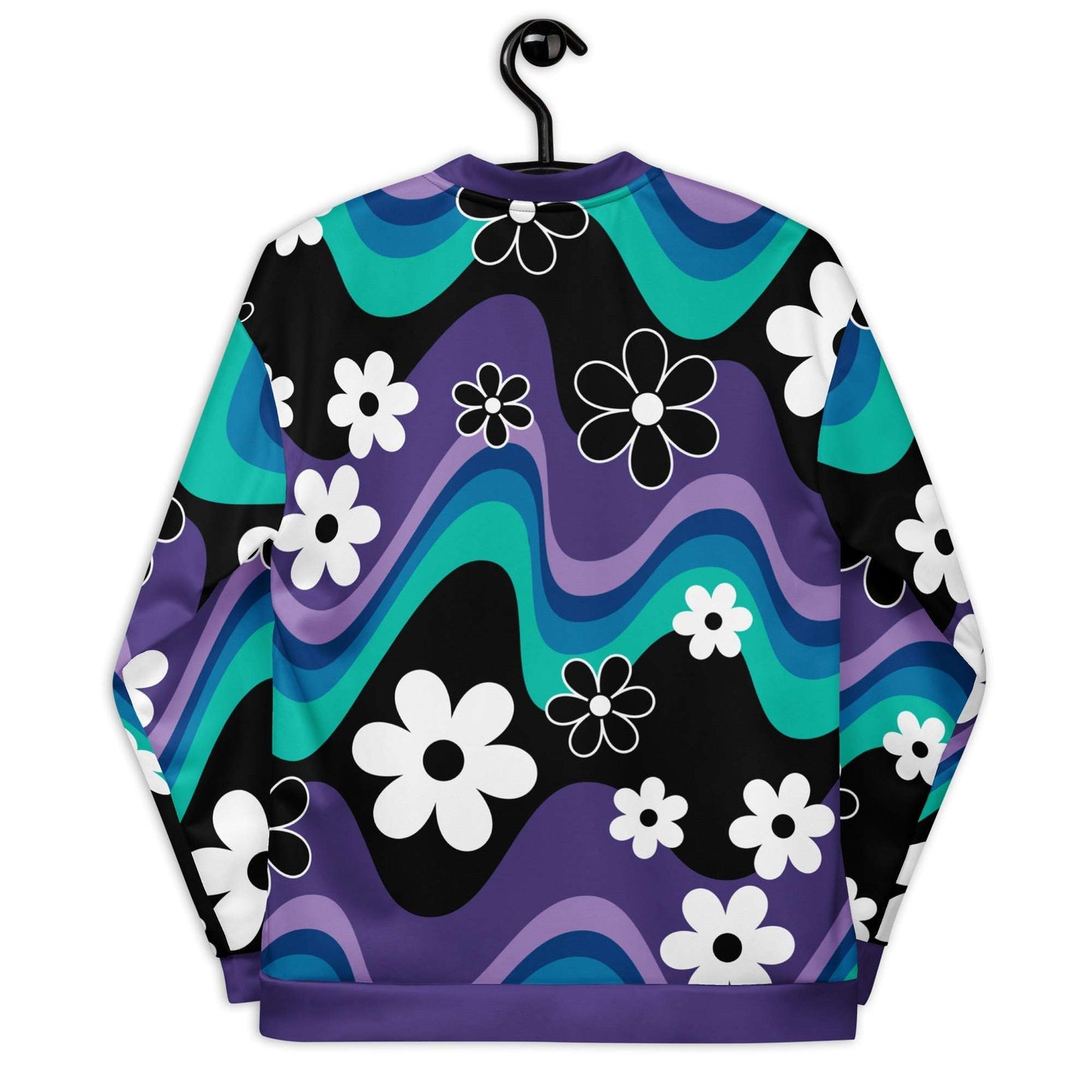 Bomber jacket - FLORA RAVE purple - Bold stripes and flowers print