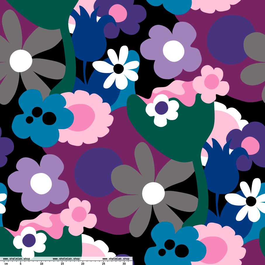 Fabric - FLORALEI cool - Artsy flower print