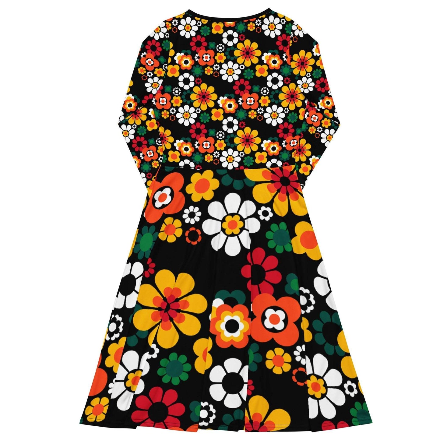 Midi dress - FLOW-POW retro - Funky flower power print