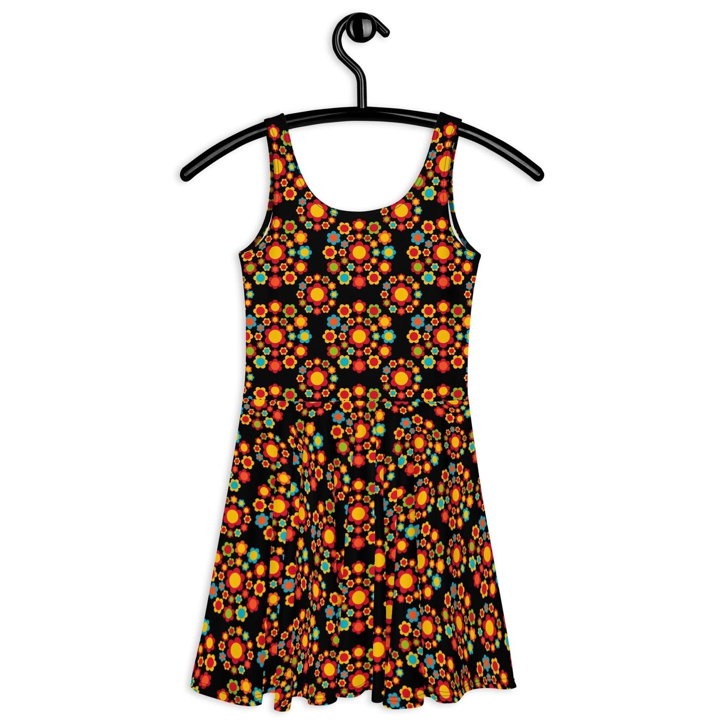 Skater dress - FLOWERSHOP color - Retro flower and circle print