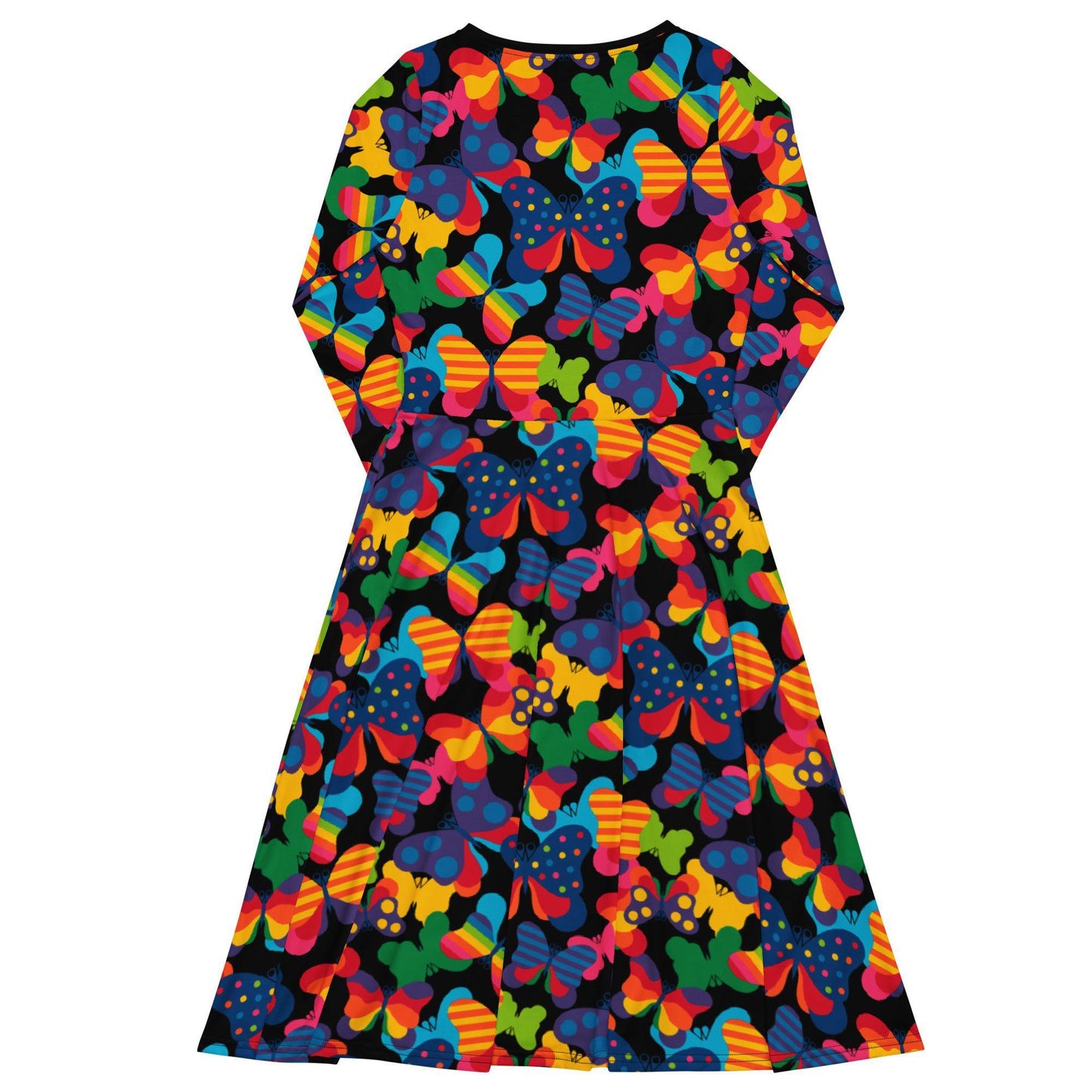 Midi dress - FLYRAVE black - Colorful butterfly print