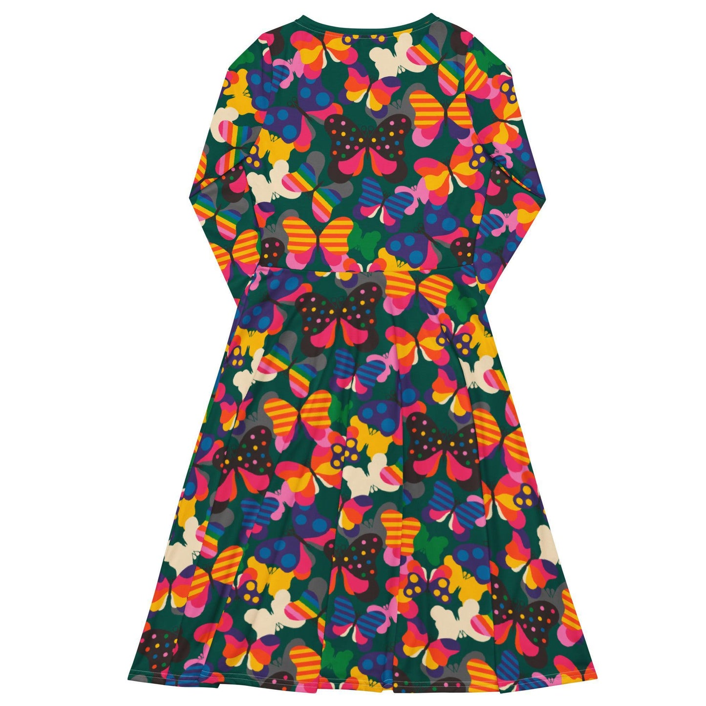 Midi dress - FLYRAVE green - Colorful butterfly print