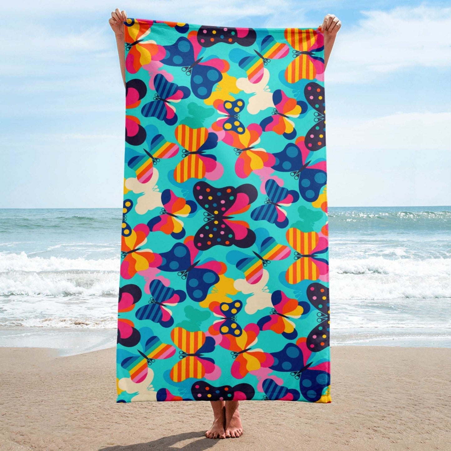 Towel - FLYRAVE turquoise - Colorful butterfly print