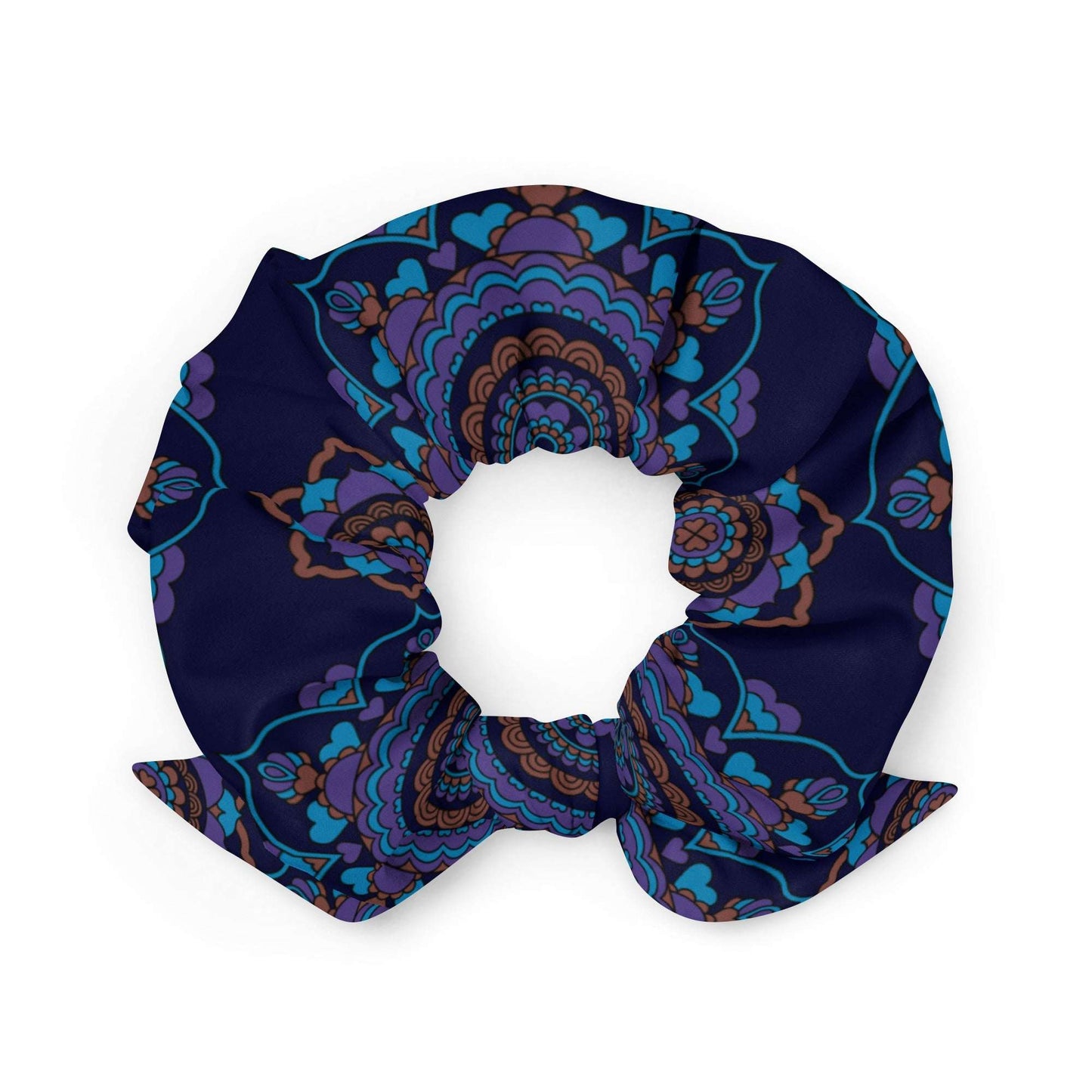 Scrunchie - FOREVERMORE purple - Romantic flower and heart print