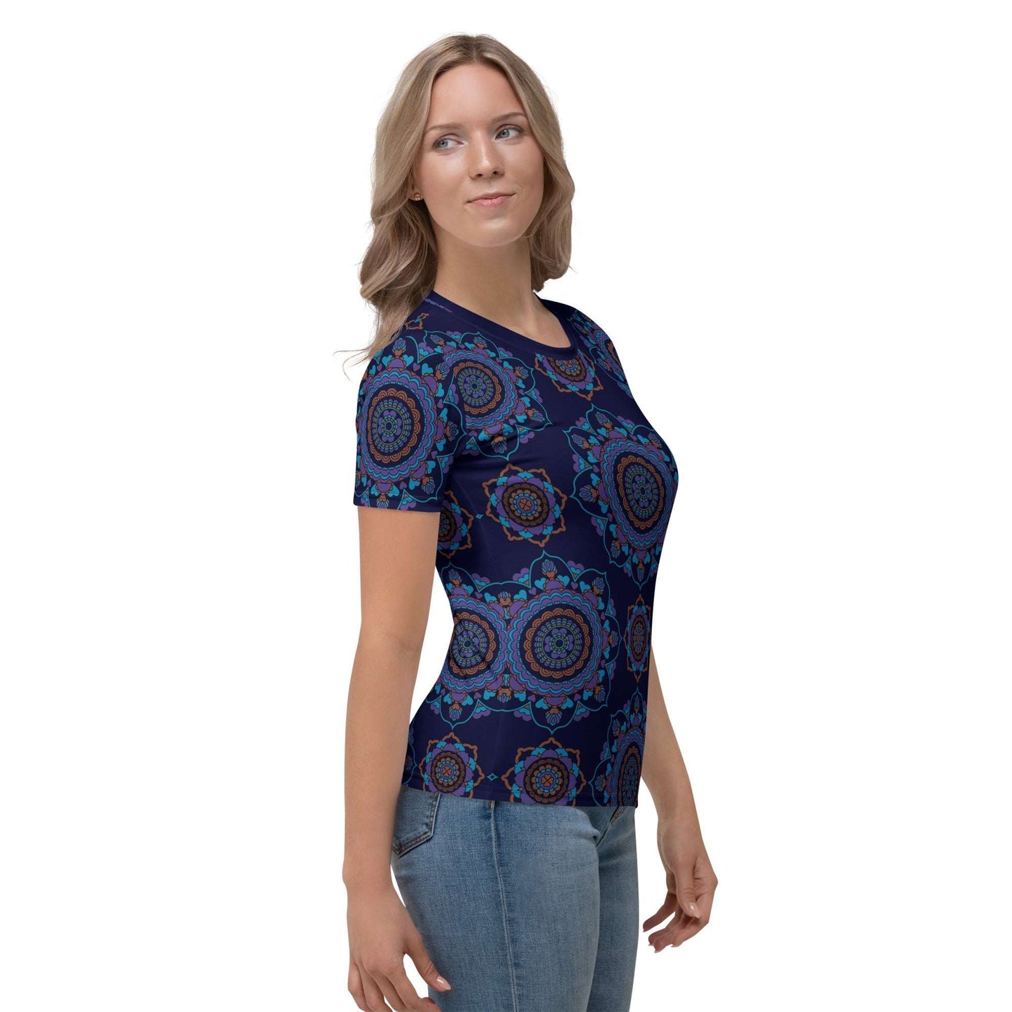 Woman's t-shirt - FOREVERMORE purple - Romantic flower and heart print
