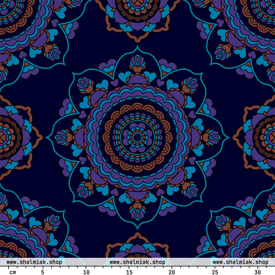 Fabric - FOREVERMORE purple - Romantic flower and heart print