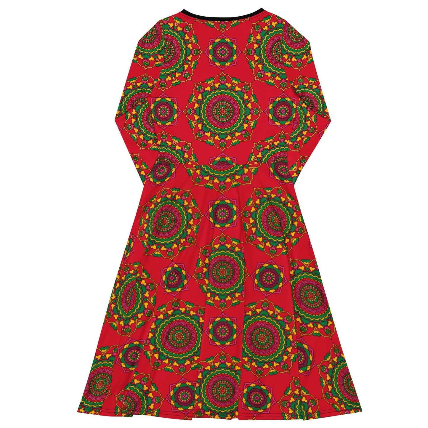 Midi dress - FOREVERMORE red - Romantic flower and heart print