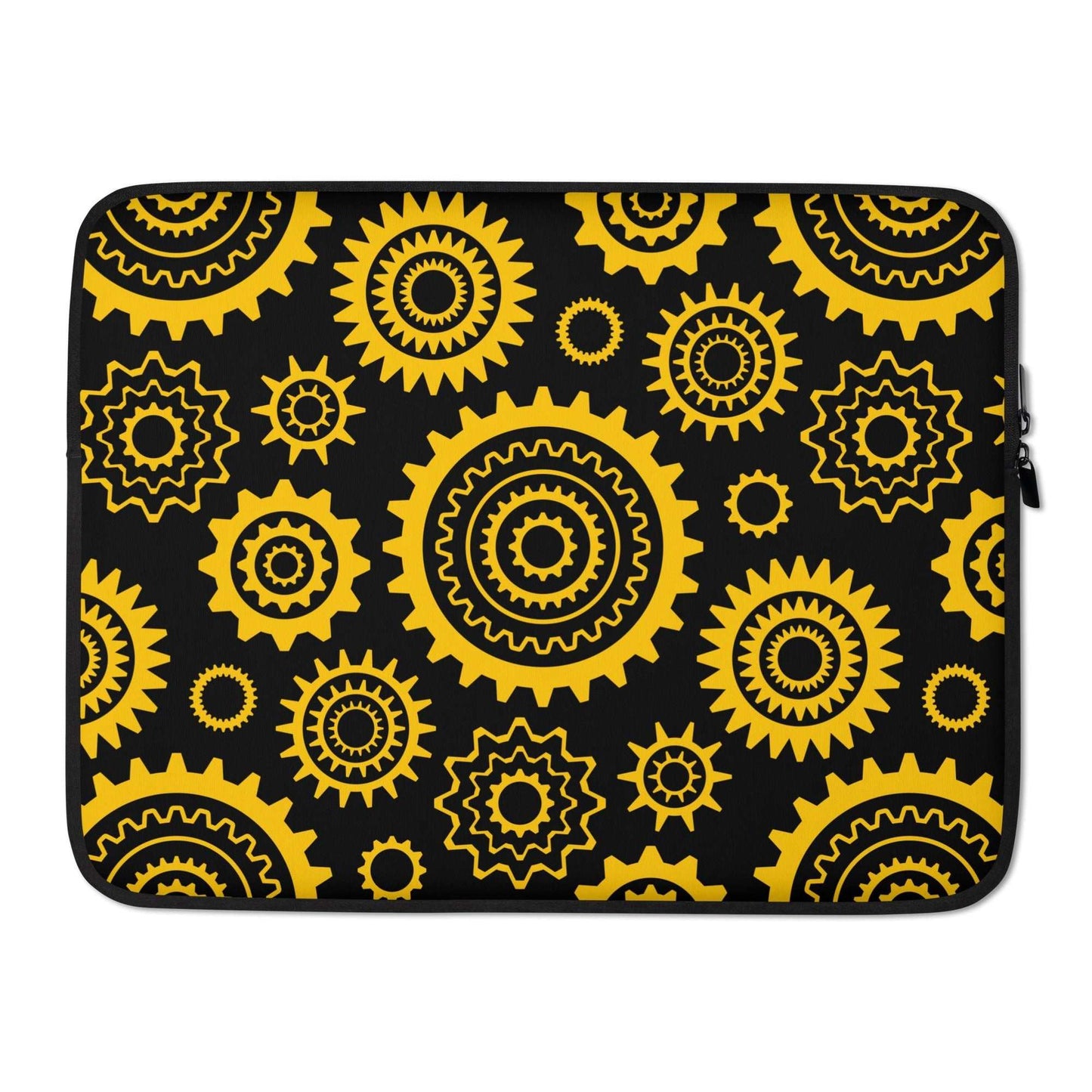 Laptop sleeve - GREAT GEAR yellow black - Gear and tech print 15″