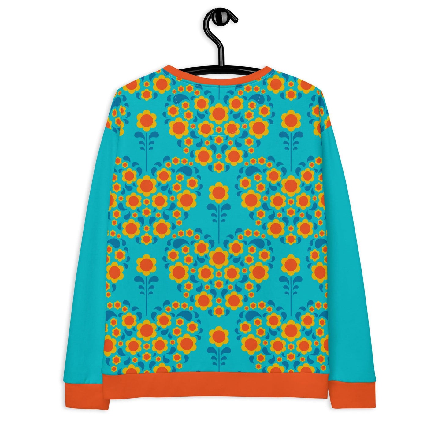 Sweatshirt - HEARTBEAT orange blue - Flower hearts print