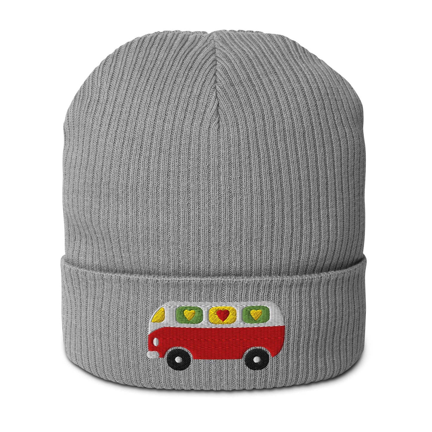 Beanie - HIPPIE DAY bus - Colorful hippie print Light Grey