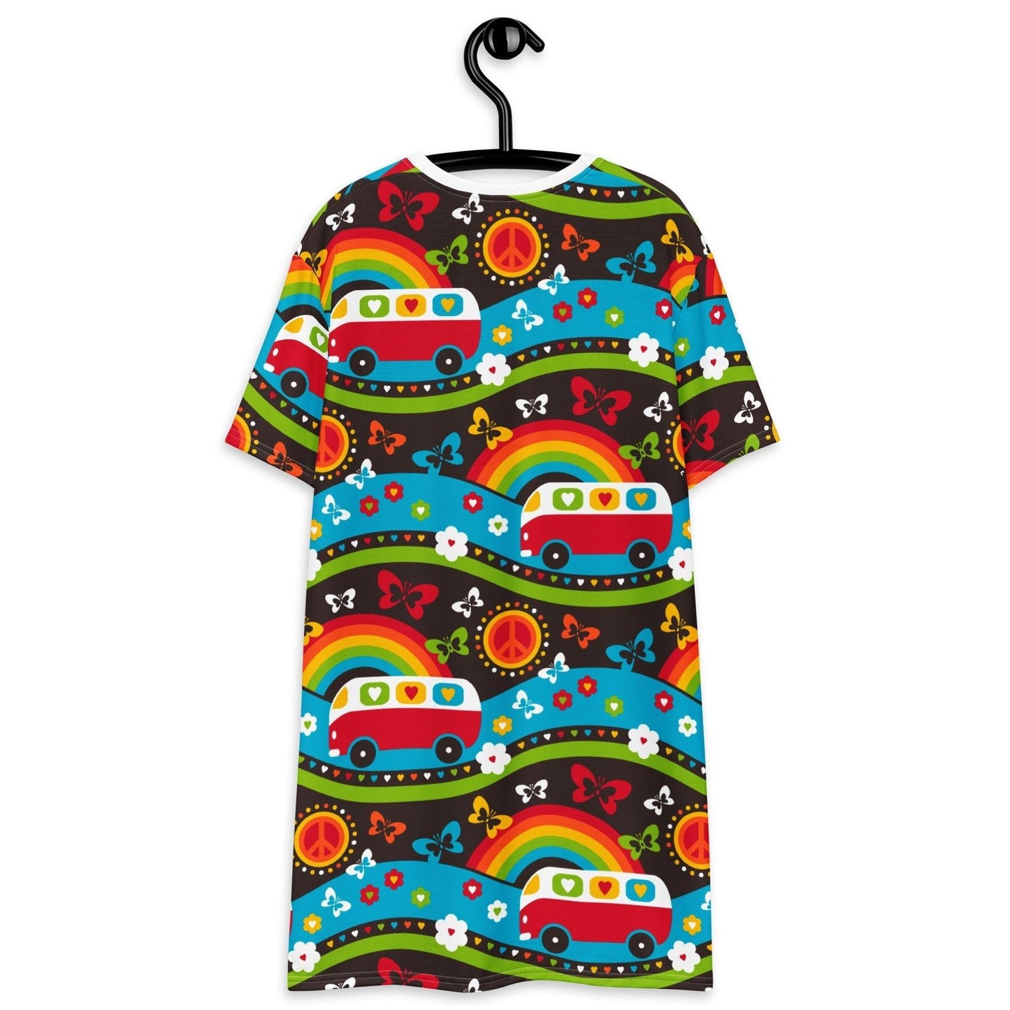 T-shirt dress - HIPPIE DAY rainbow - Colorful hippie print