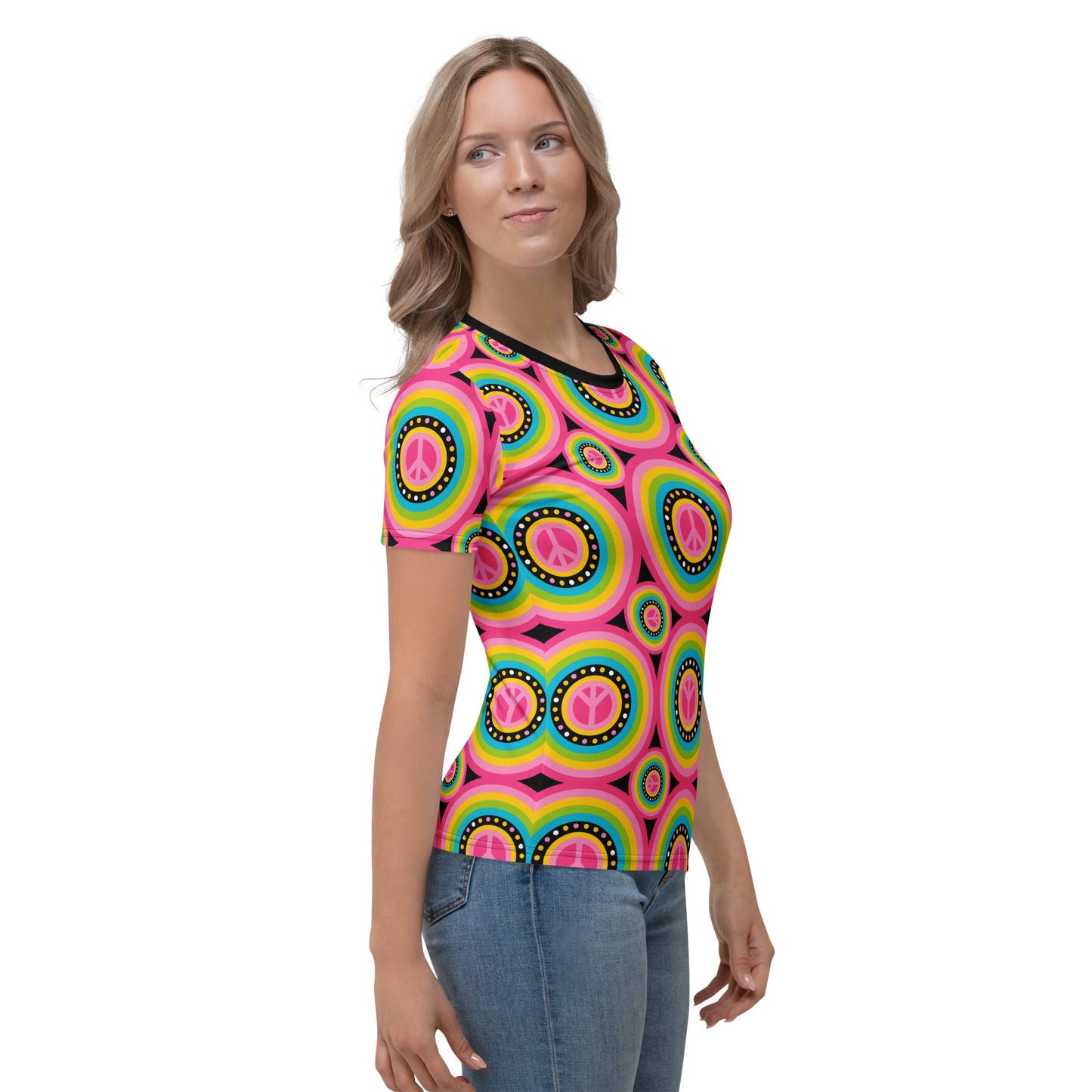 Woman's t-shirt - HIPPIE HURRAY sweet - Hippie Symbols & colorful circles