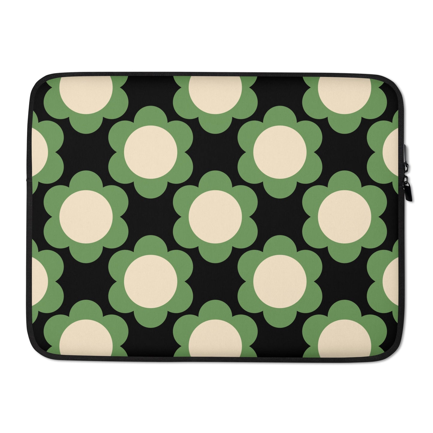 Laptop sleeve - ELLIE green black - Classic floral print 15″