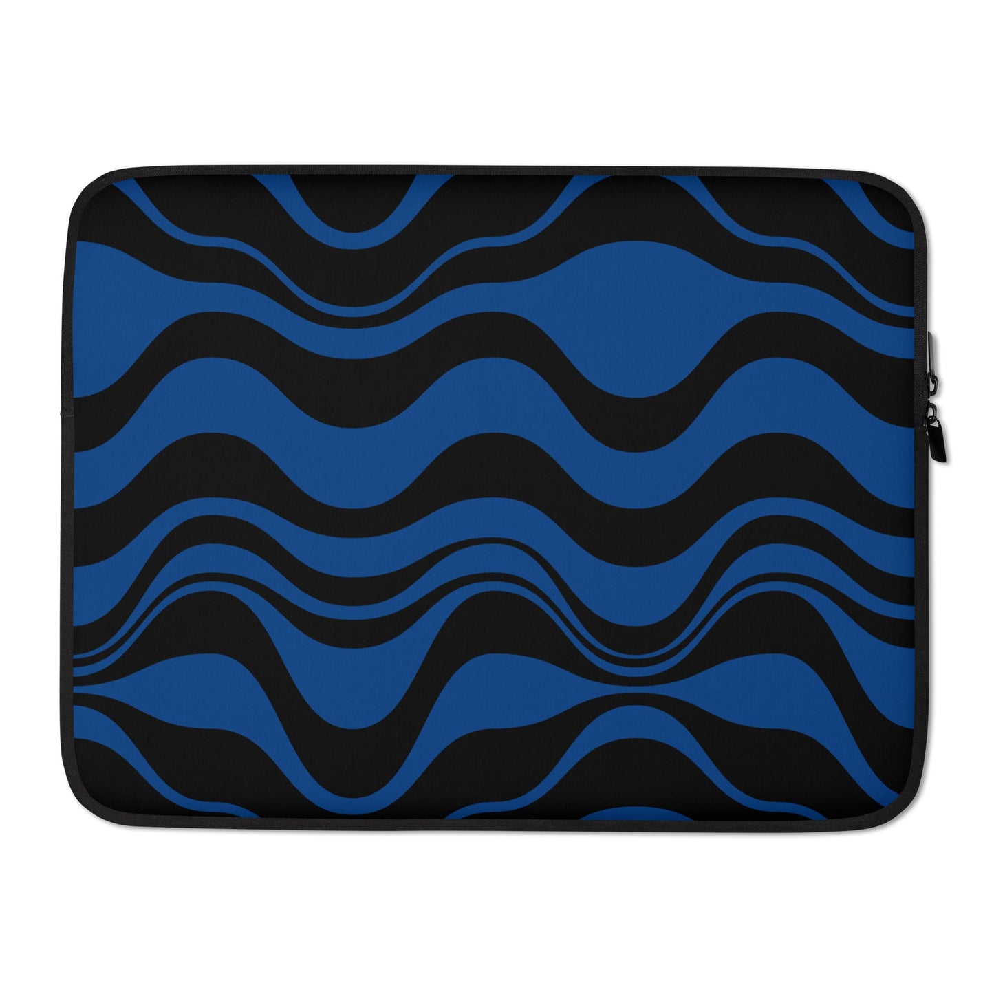 Laptop sleeve - ENERGY WAVES blue black - Wavy stripe print 15″