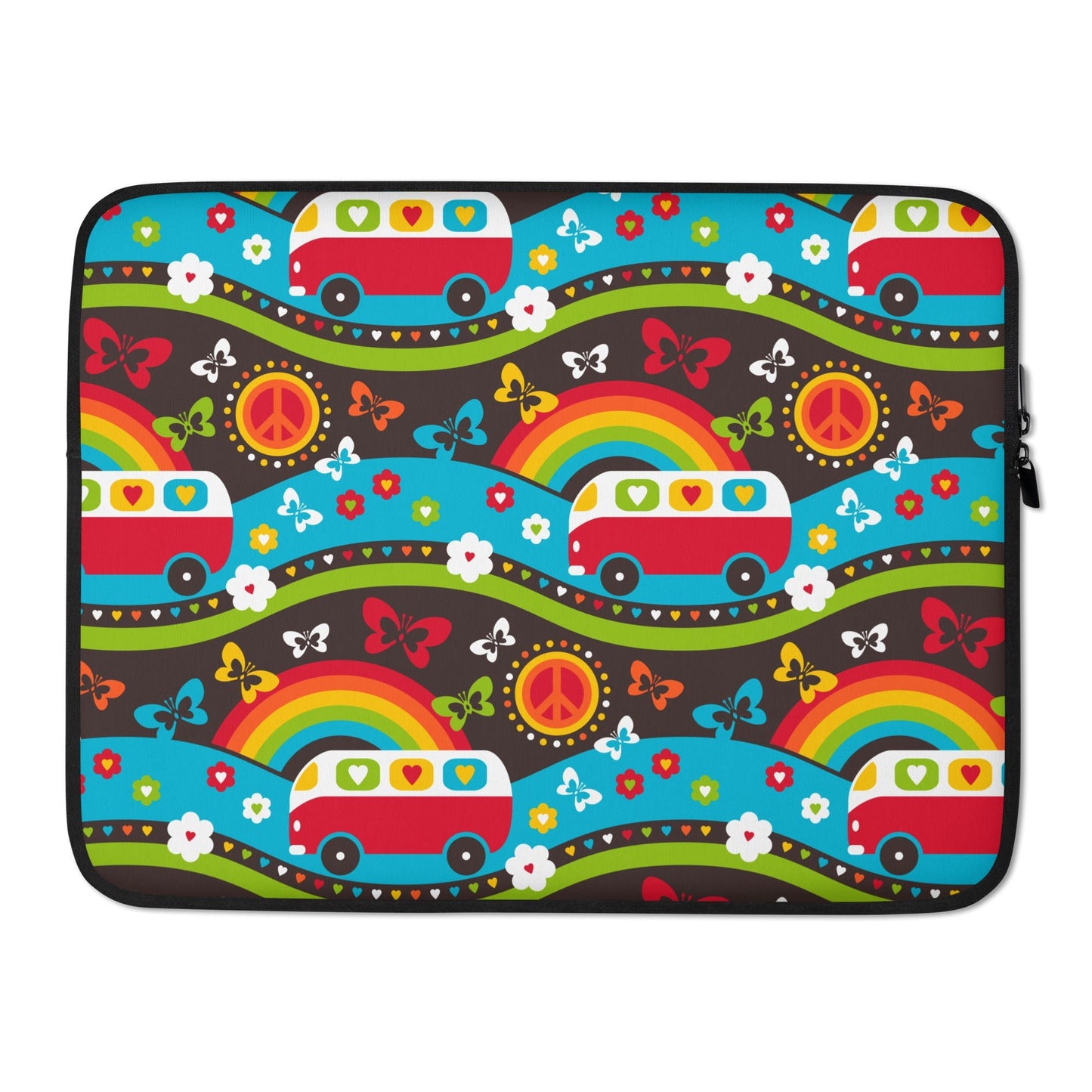 Laptop sleeve - HIPPIE DAY rainbow - Colorful hippie print 15″