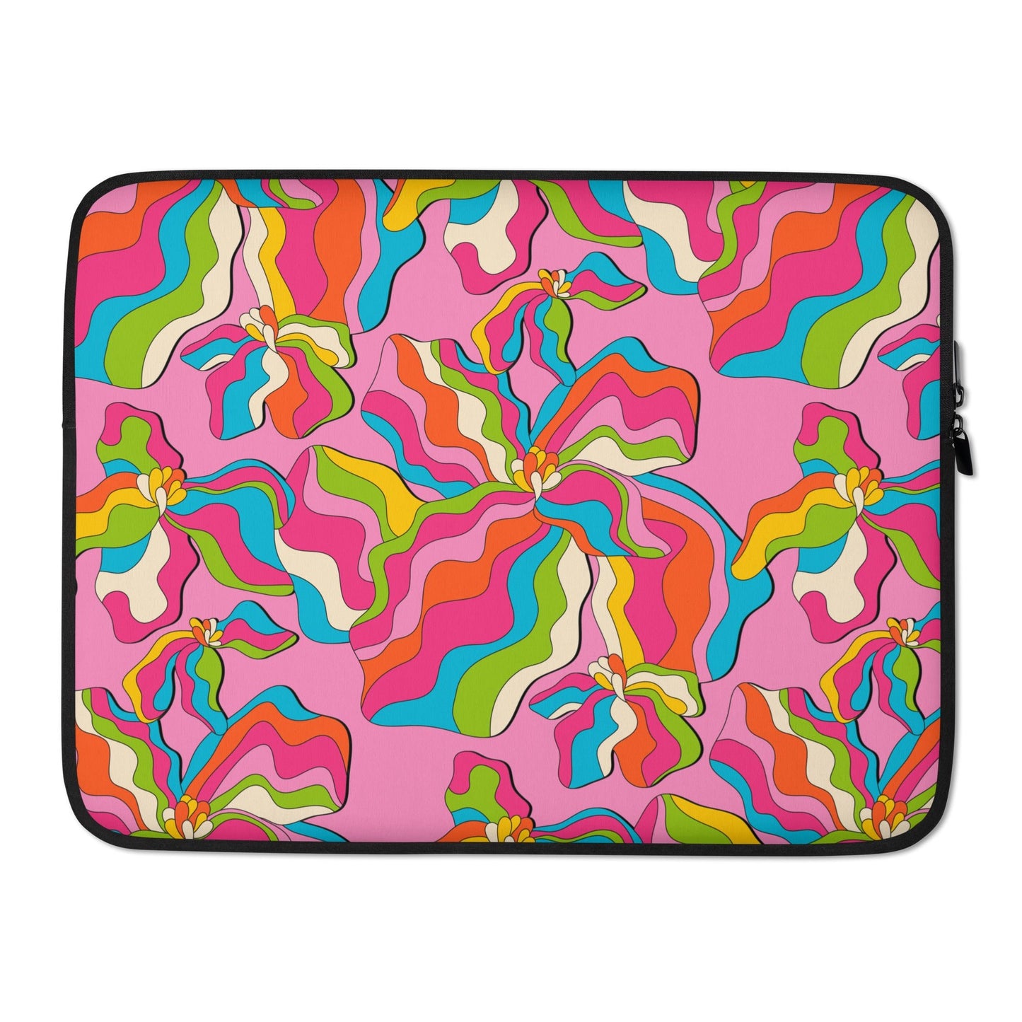 Laptop sleeve - SASSY IRIS pink - Bold iris flower print 15″