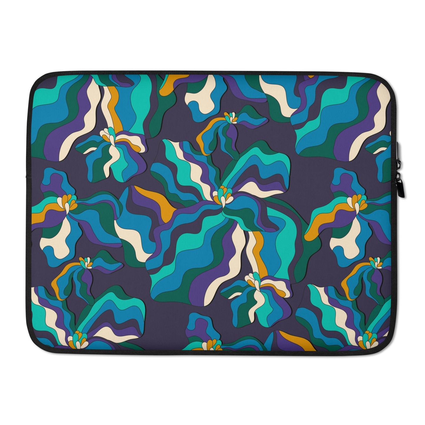 Laptop sleeve - SASSY IRIS purple - Bold iris flower print 15″