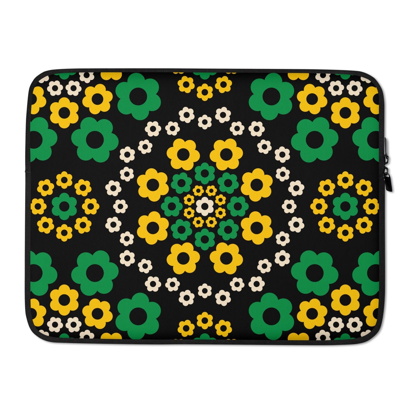 Laptop sleeve - YESTERDAY green - Graphic retro floral print 15″