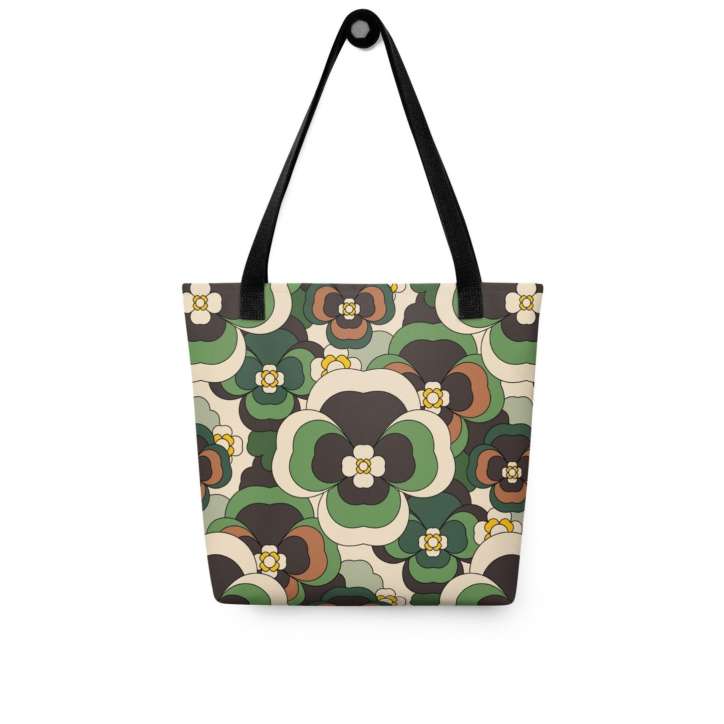 Tote bag - PANSY FANTASY green - Retro pansy print Default Title