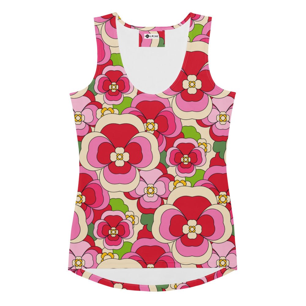 Tank top - PANSY FANTASY pink - Retro pansy print