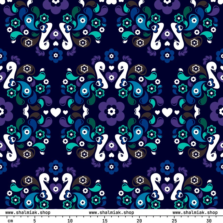 Fabric - PEACOCK LOVE mystic blue - Glorious peacock print