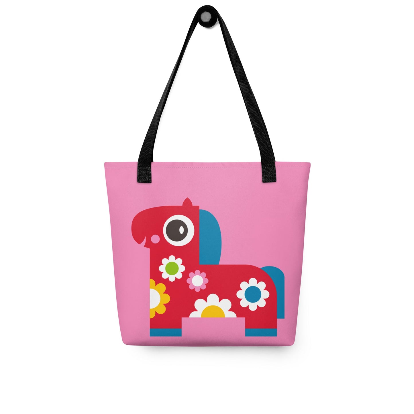 Tote bag - PONY BLOOM pink - Happy ponies and flowers print Default Title