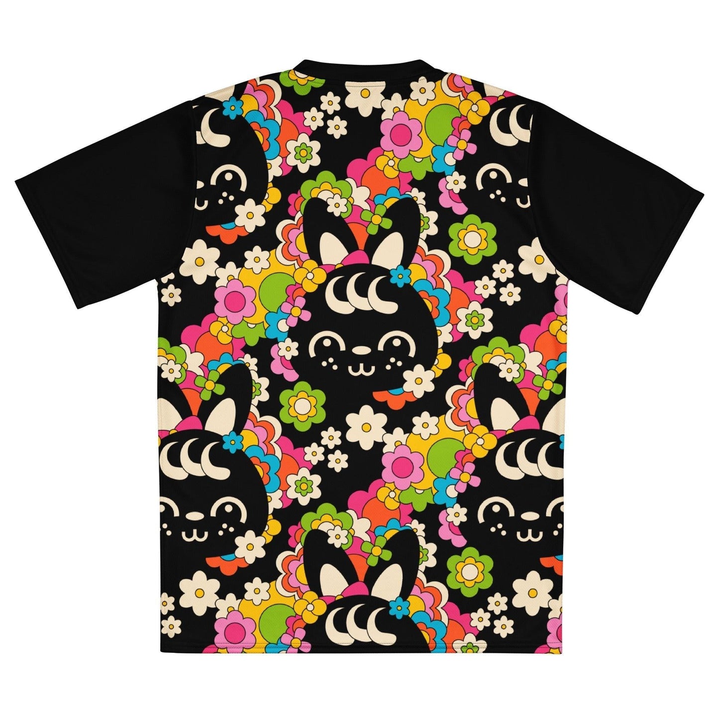 Sports Jersey - POPBUNNY black - Playful bunnies and flowers print