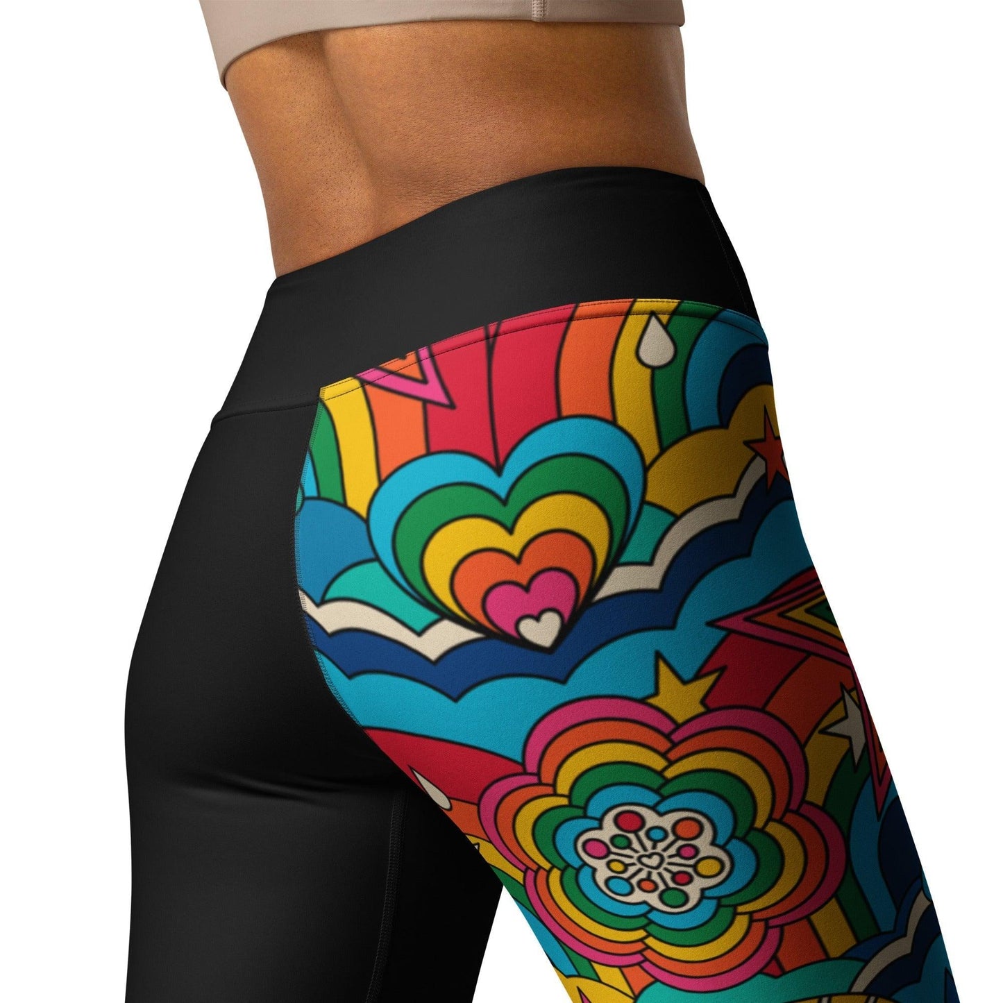 Yoga leggings - RAINBOW RAVE - Bold rainbow sky print